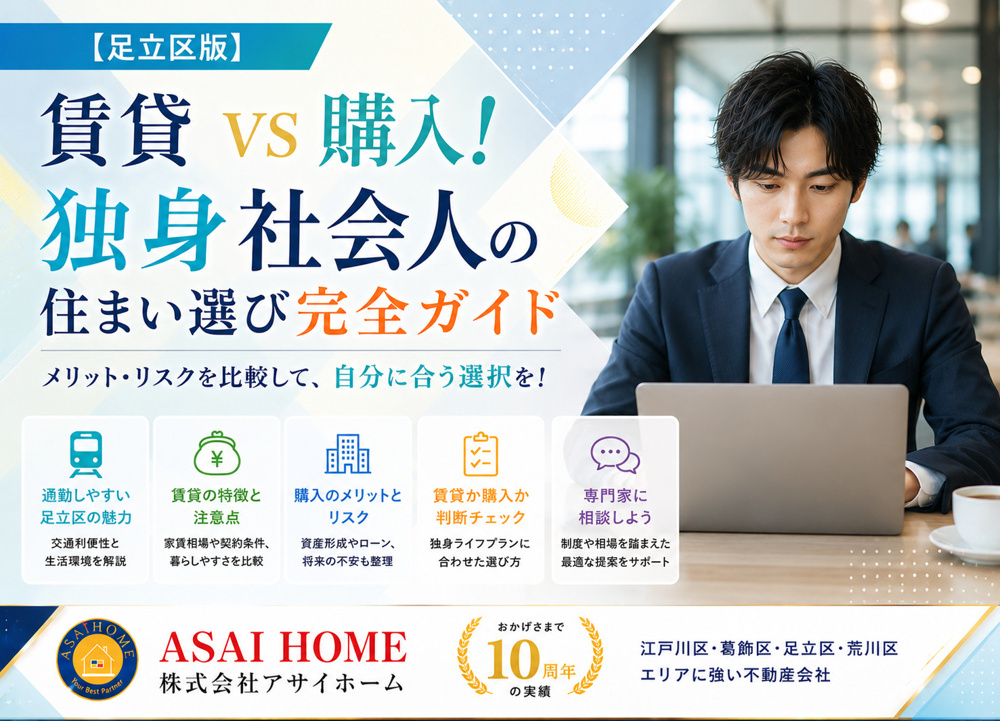 【足立区版】賃貸VS購入！独身社会人の住まい選び完全ガイド！！の画像