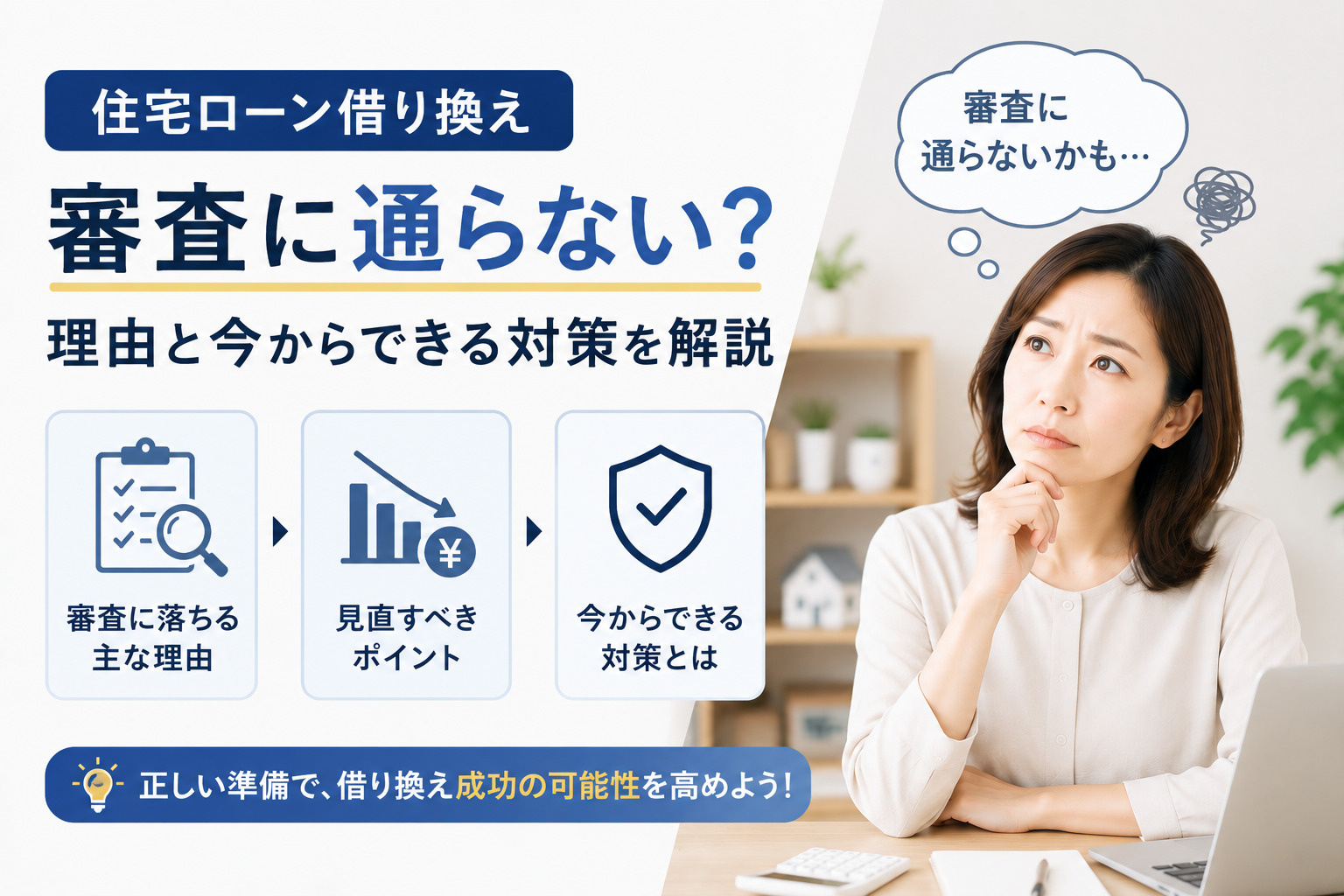 住宅ローン借り換え審査に通らない?理由と今からできる対策を解説の画像