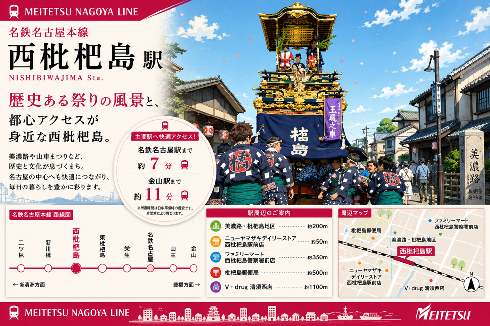 名鉄本線「西枇杷島」駅 周辺のエリア情報の画像