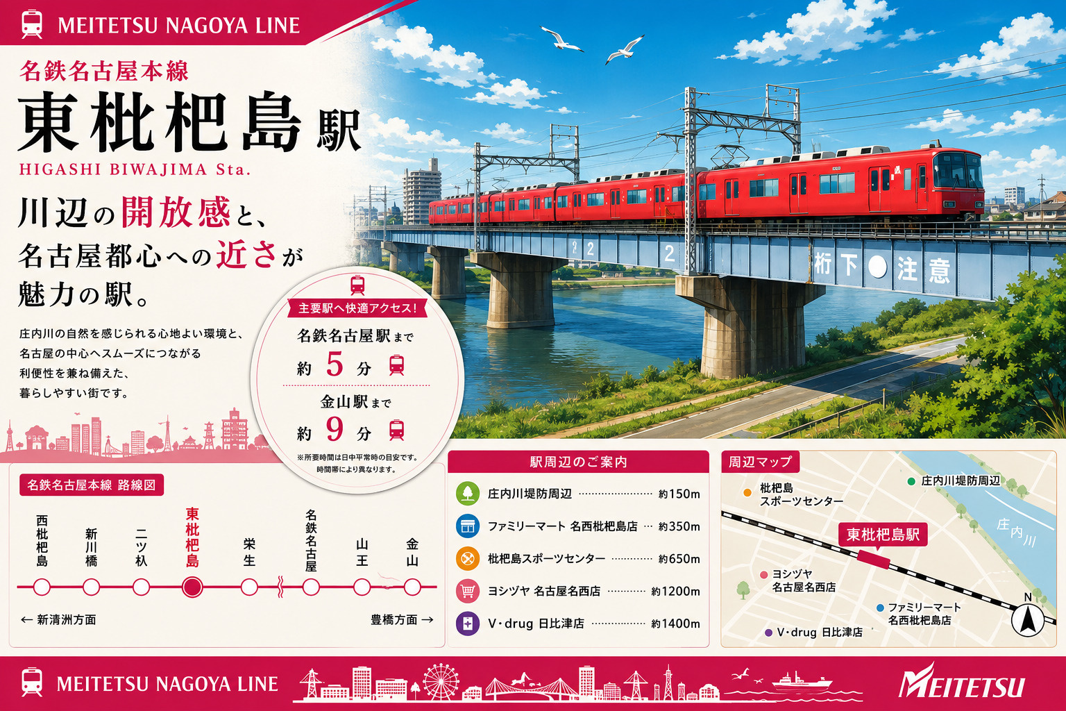 名鉄本線「東枇杷島」駅 周辺のエリア情報の画像