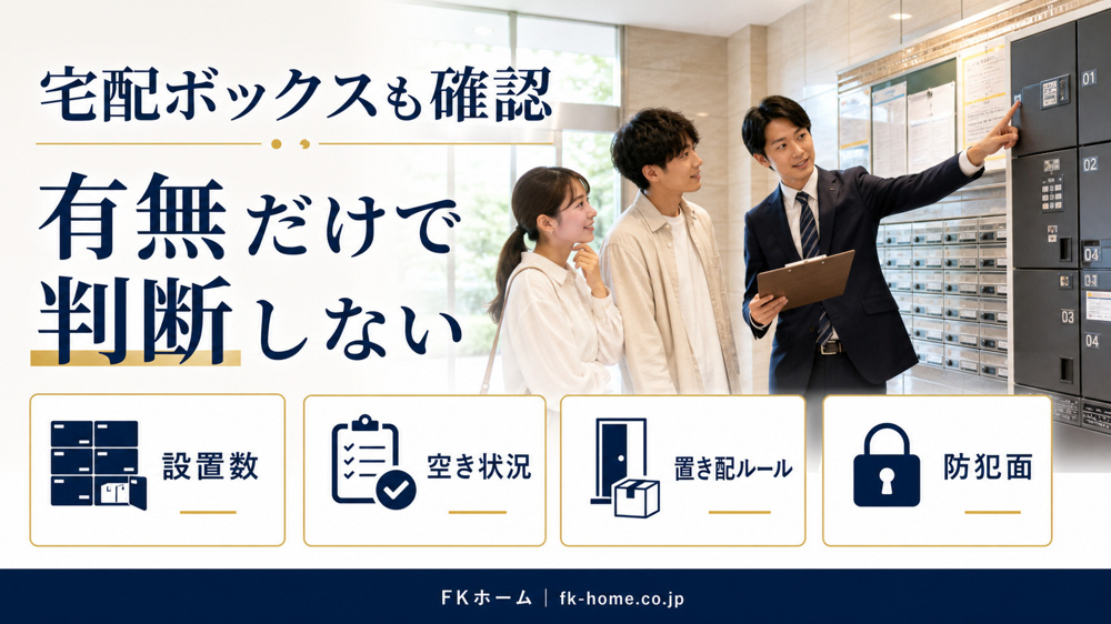 中古マンション購入で宅配ボックスは必要？空き状況・置き配ルール・防犯面の確認ポイントの画像