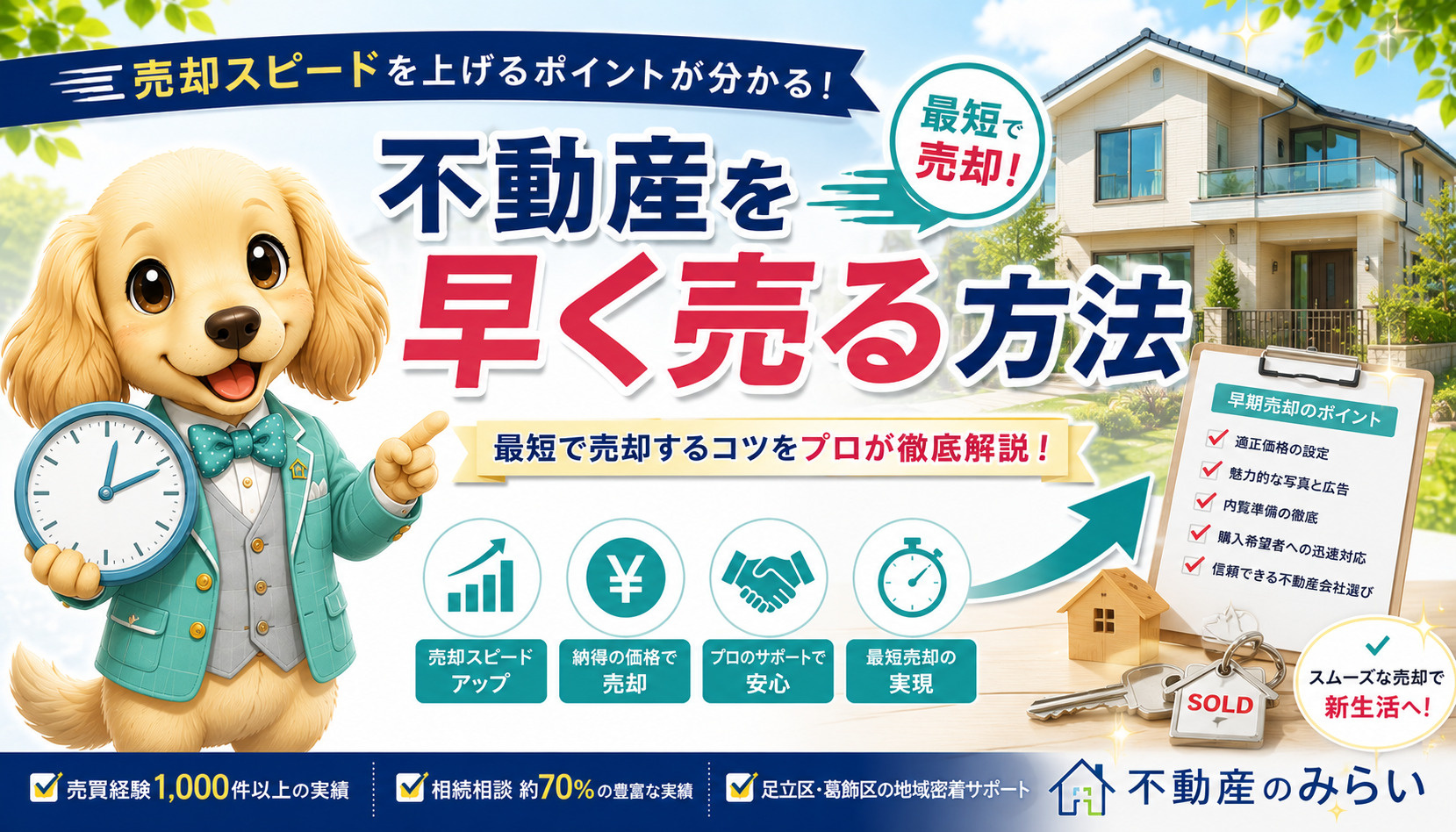 早く売る方法｜不動産をスムーズに売却するための完全ガイド【売れない原因・成功のコツをプロが解説】の画像