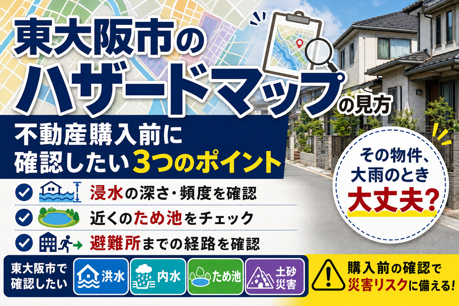 東大阪市のハザードマップの見方｜不動産購入前に確認したい3つのポイントの画像