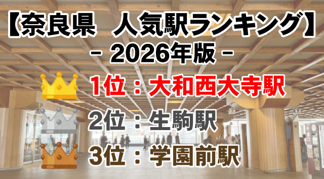 【奈良県で人気の駅はどこ？】2026年版住みたい駅ランキングを紹介の画像