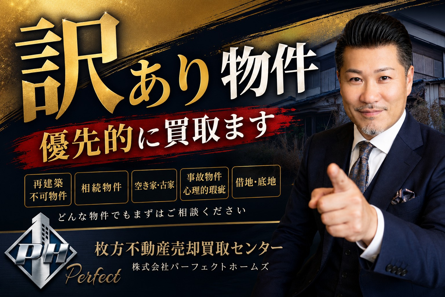 訳アリ物件専門に買取ます！空き家所有者様はパーフェクトホームズの買取で早期解決しましょう！の画像