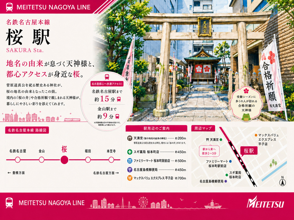  名鉄本線「桜」駅 周辺のエリア情報の画像