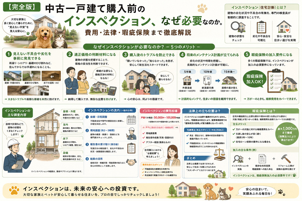 【完全版】中古一戸建て購入前のインスペクション、なぜ必要なのか。費用・法律・瑕疵保険まで徹底解説の画像
