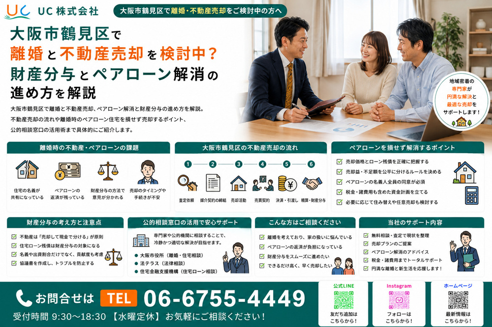 大阪市鶴見区で離婚と不動産売却を検討中？財産分与とペアローン解消の進め方を解説の画像