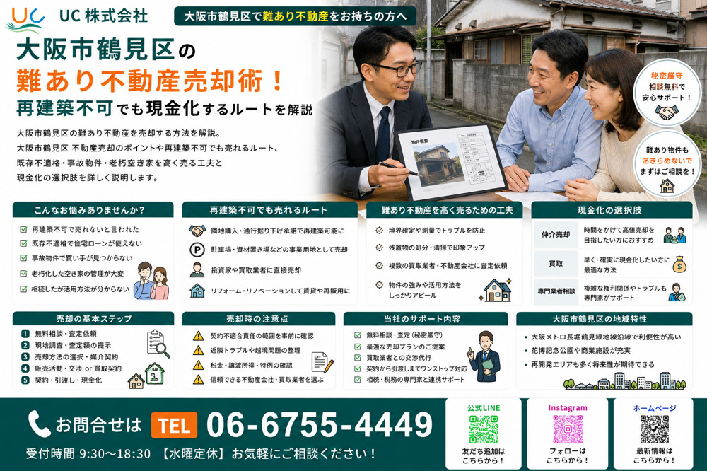 大阪市鶴見区の難あり不動産売却術！再建築不可でも現金化するルートを解説の画像