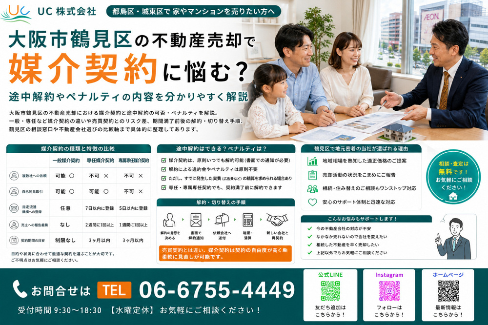 大阪市鶴見区の不動産売却で媒介契約に悩む？途中解約やペナルティの内容を分かりやすく解説の画像