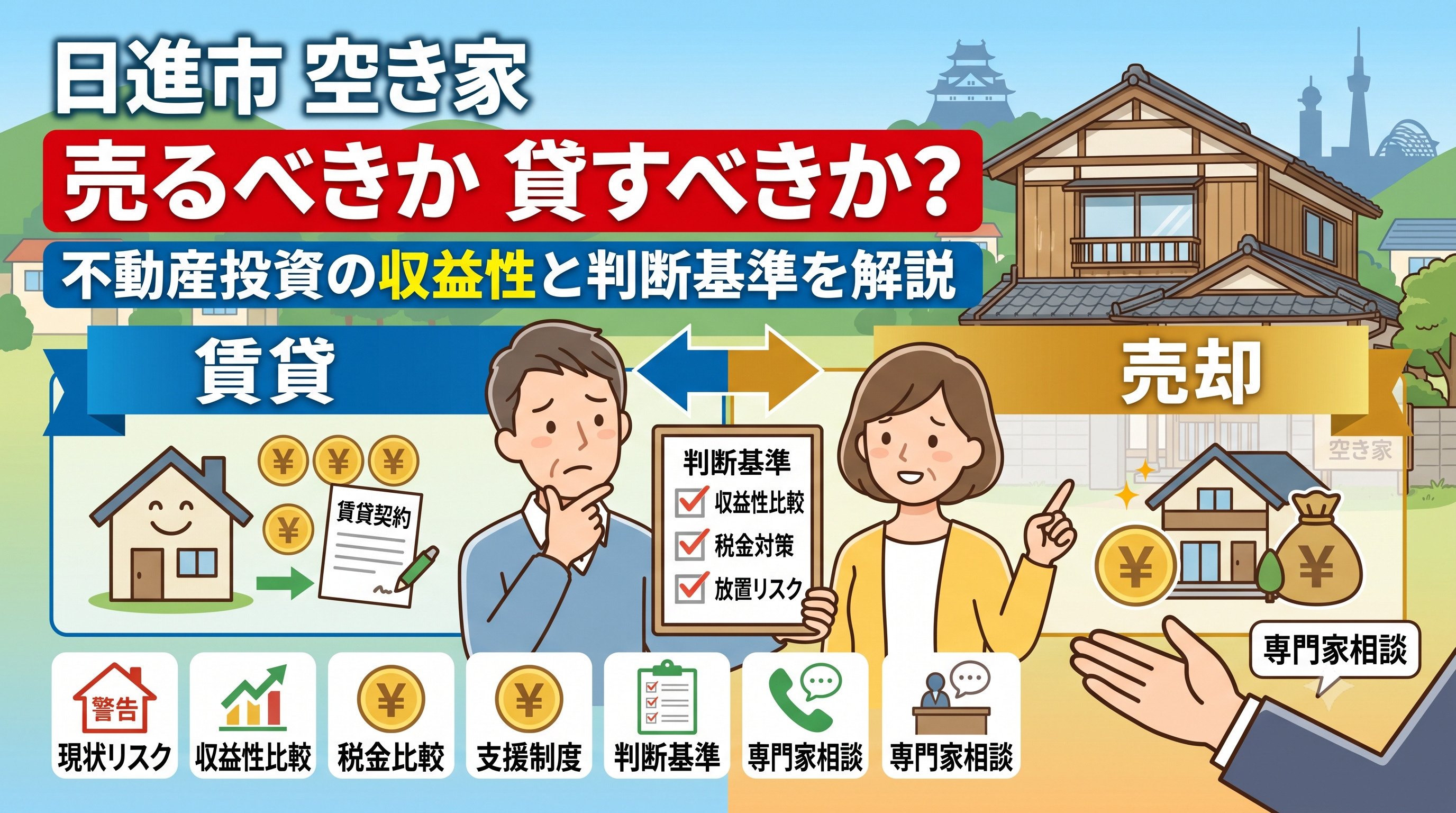 日進市の空き家は売るべきか貸すべきか?不動産投資の収益性と判断基準を解説の画像