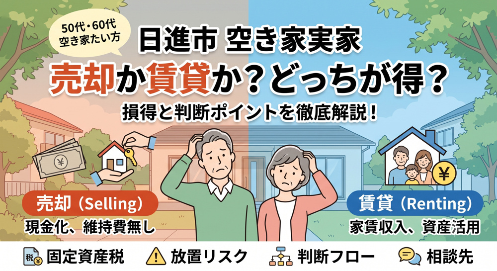 日進市の空き家実家は売却か賃貸かどっちが得？損得と判断のポイントを詳しく解説の画像