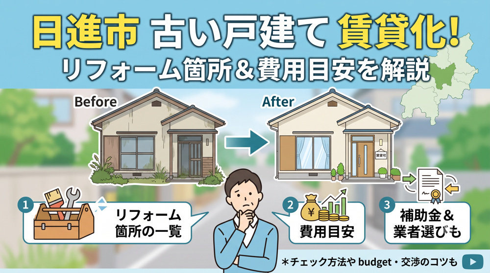 日進市で古い戸建てを賃貸向けにするには？リフォーム箇所一覧と費用の目安を解説の画像