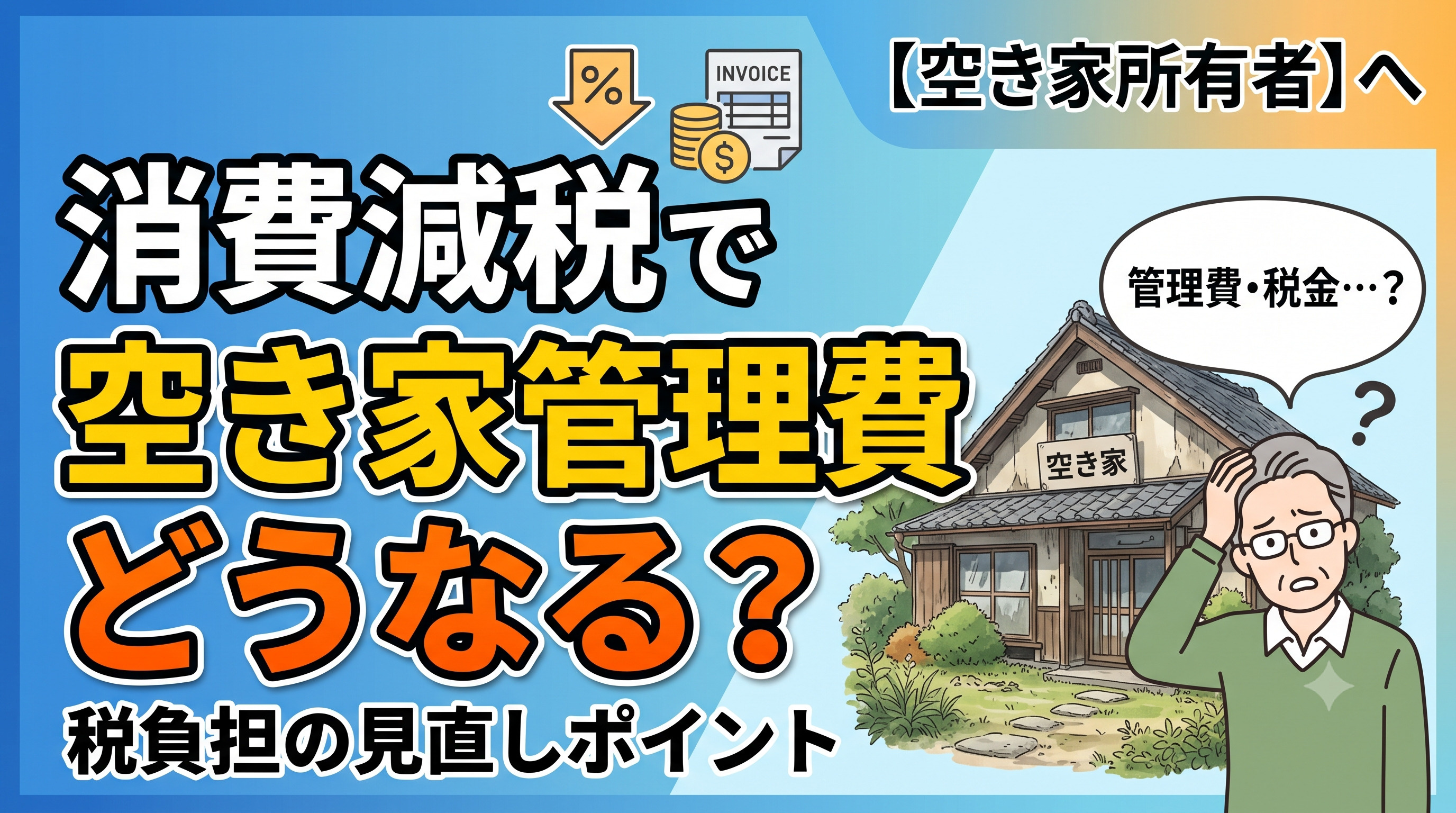 消費減税は空き家管理費にどんな影響がある？空き家所有者が押さえたい税負担の見直しポイントの画像