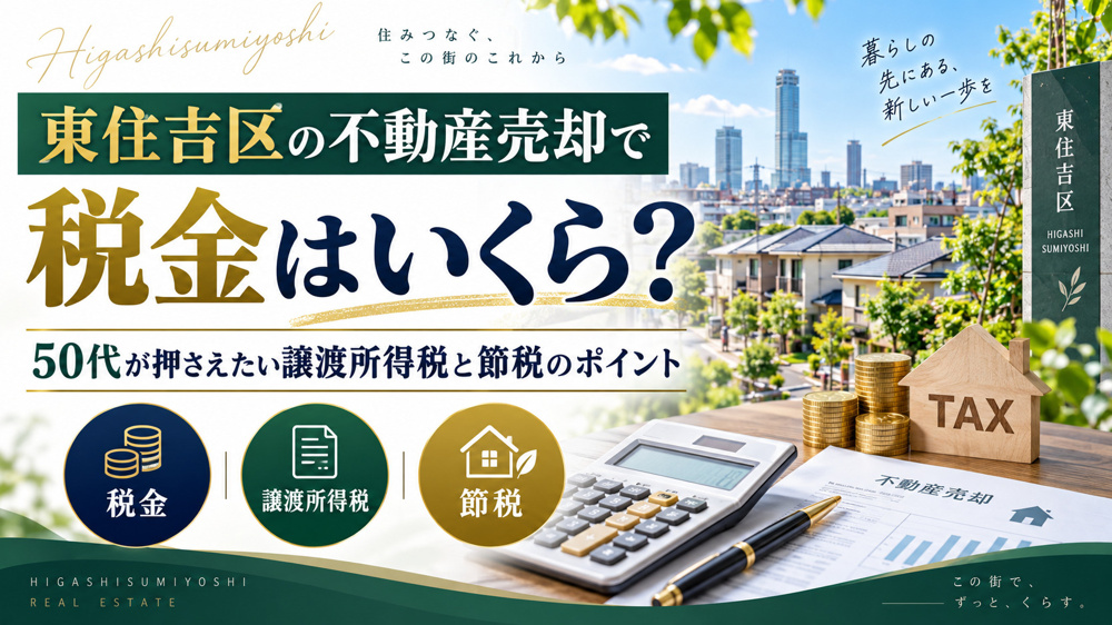 東住吉区の不動産売却で税金はいくら？50代が押さえたい譲渡所得税と節税のポイントの画像