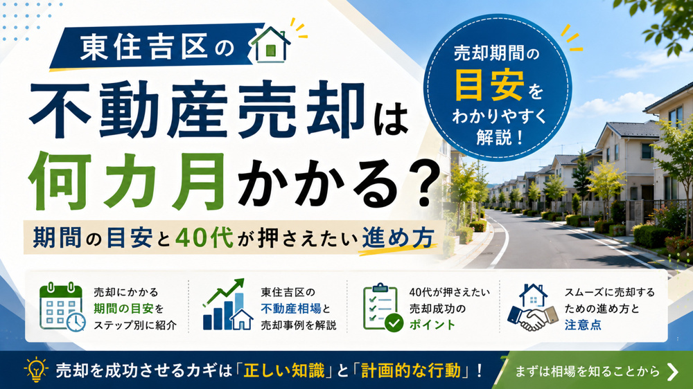 東住吉区の不動産売却は何カ月かかる？期間の目安と40代が押さえたい進め方の画像