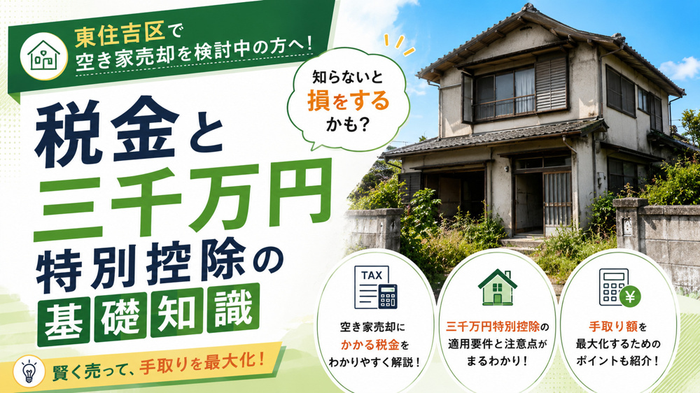 東住吉区で空き家売却を検討中の方へ！税金と三千万円特別控除の基礎知識の画像