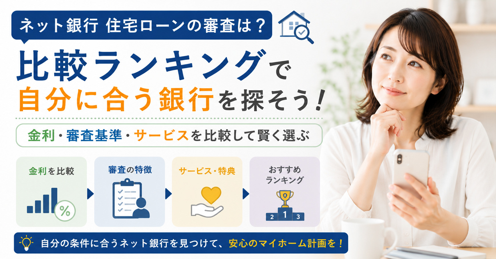 ネット銀行住宅ローンの審査は?比較ランキングで自分に合う銀行を探す方法の画像