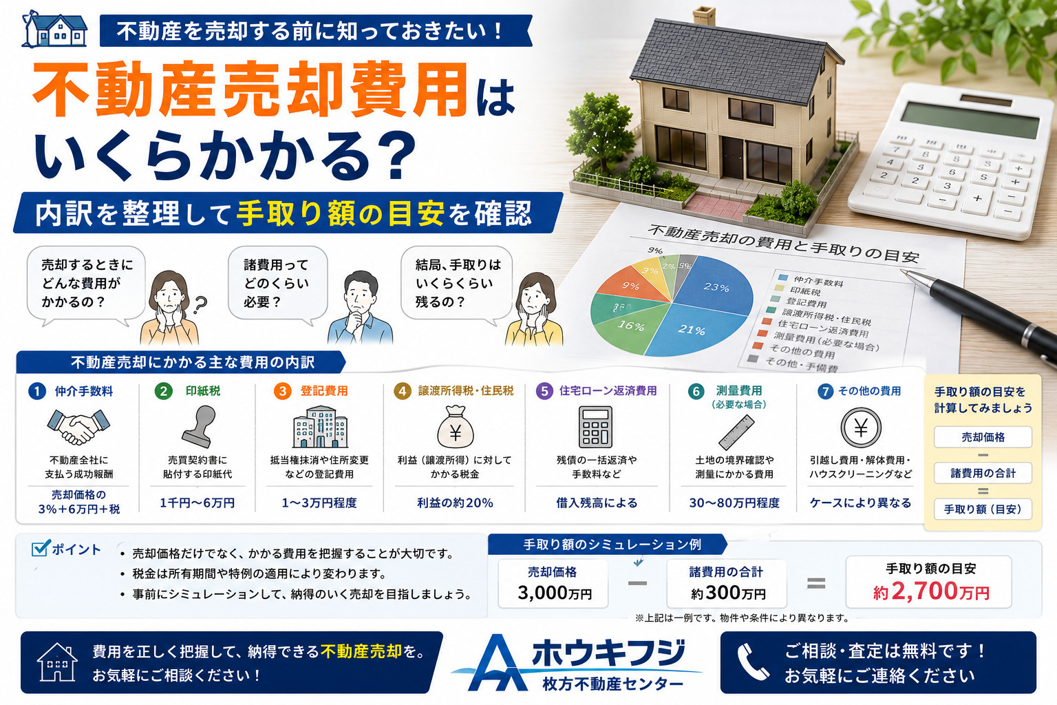 不動産売却費用はいくらかかる？内訳を整理して手取り額の目安を確認の画像