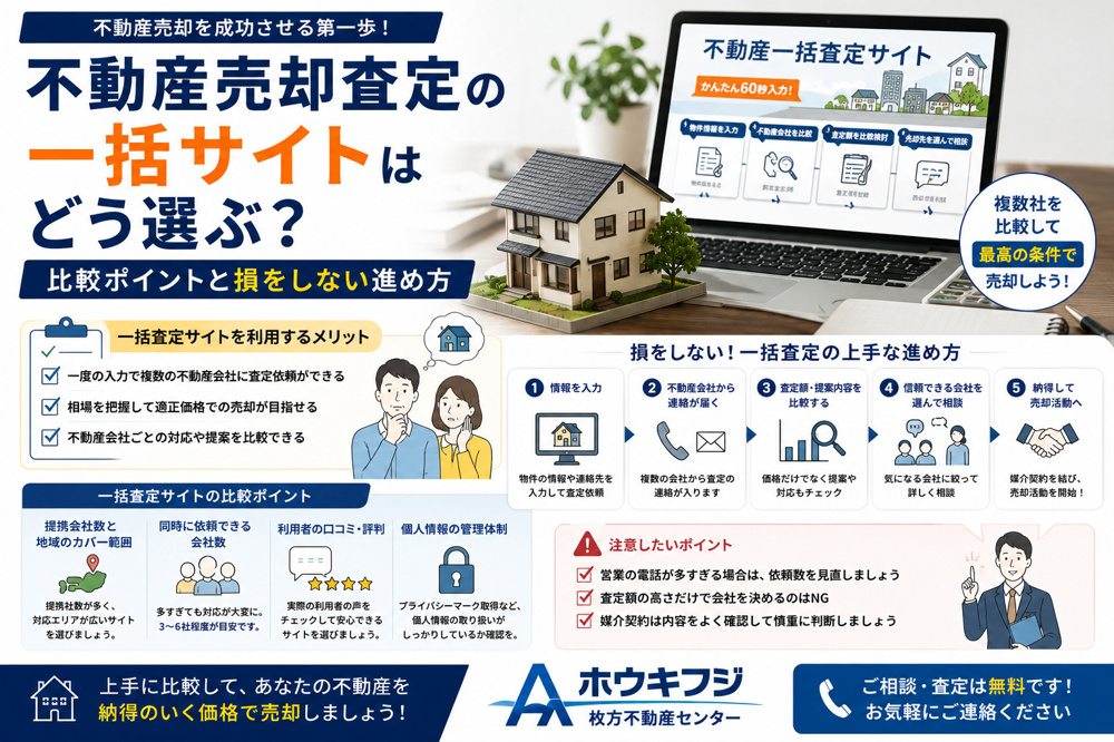 不動産売却査定の一括サイトはどう選ぶ？比較ポイントと損をしない進め方の画像