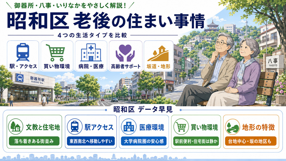 名古屋市「昭和区」は老後に住みやすい？高齢者向けの駅・病院・買い物・坂道を解説の画像