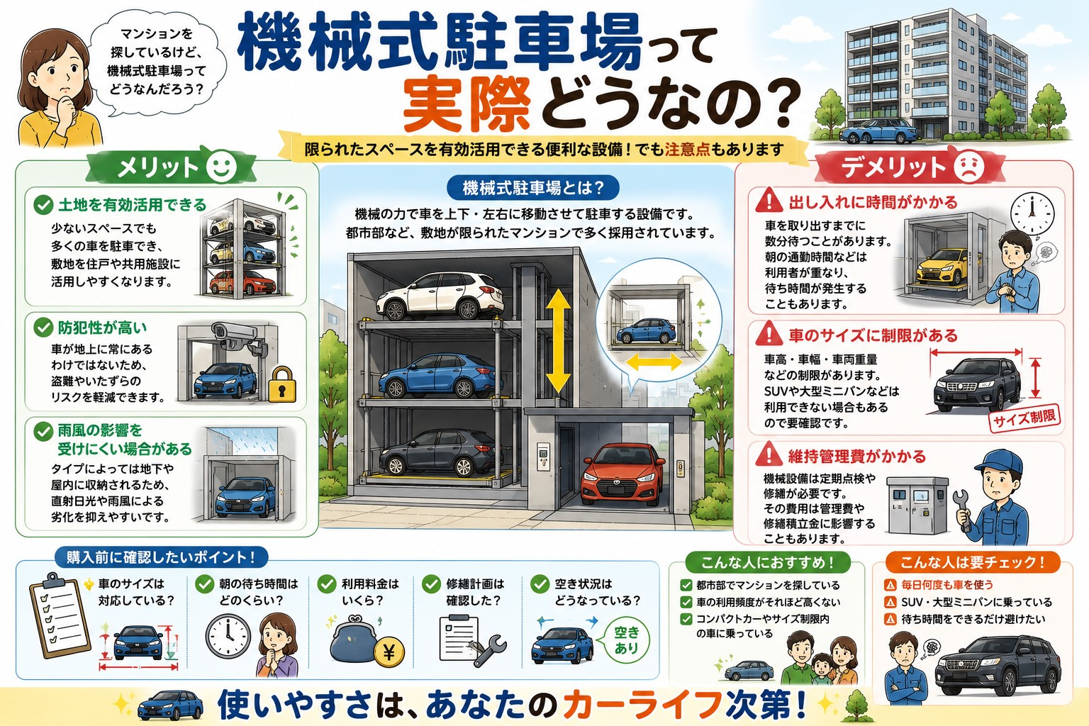 機械式駐車場って実際どうなの？｜メリット・デメリットを知って後悔しないマンション選びをの画像