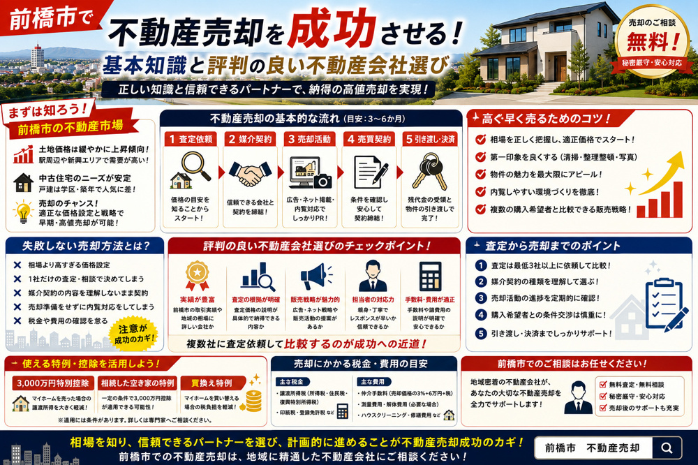 前橋市で不動産売却を検討中の方へ！評判の良い不動産会社の選び方と査定のコツの画像