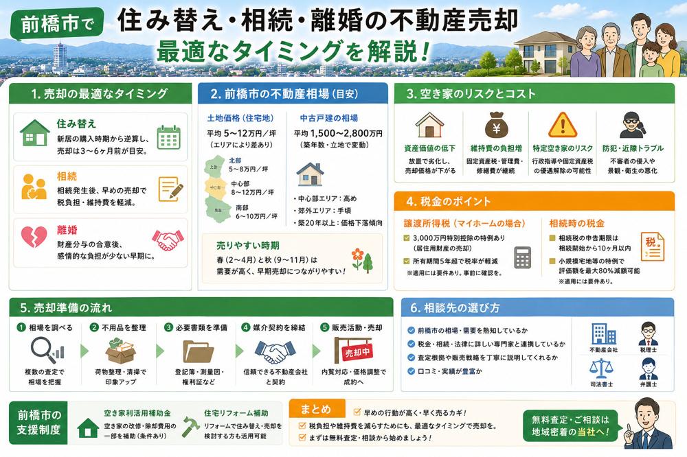 前橋市の住み替えと不動産売却はいつが良い？事情別に最適なタイミングを解説の画像