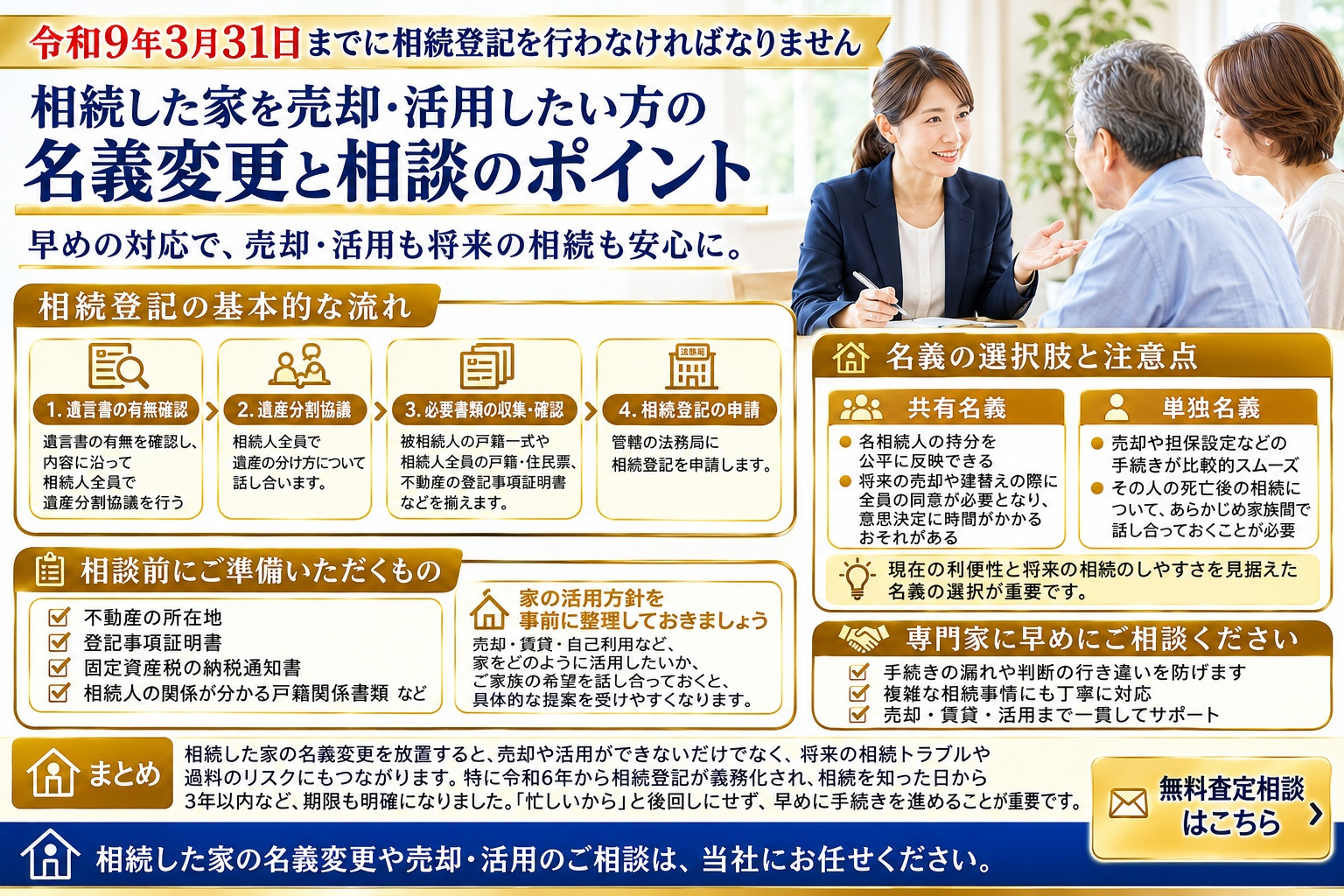 相続した家の名義変更してないと損？デメリットと安全に手続きする流れを解説の画像