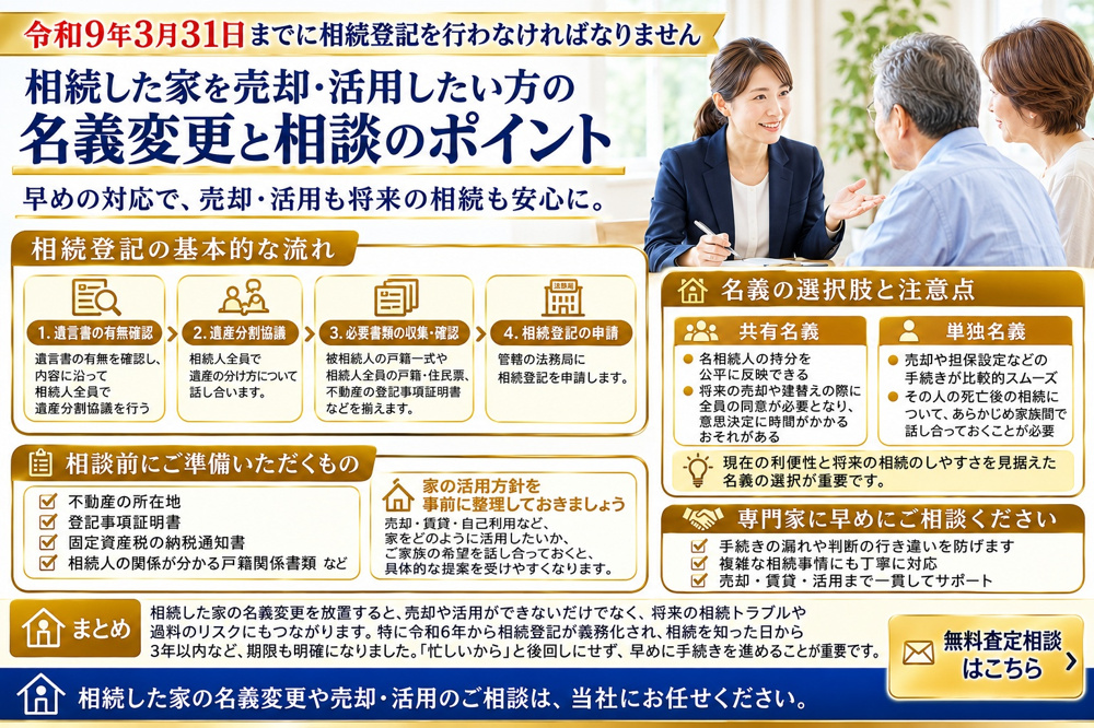 相続した家の名義変更してないと損？デメリットと安全に手続きする流れを解説の画像
