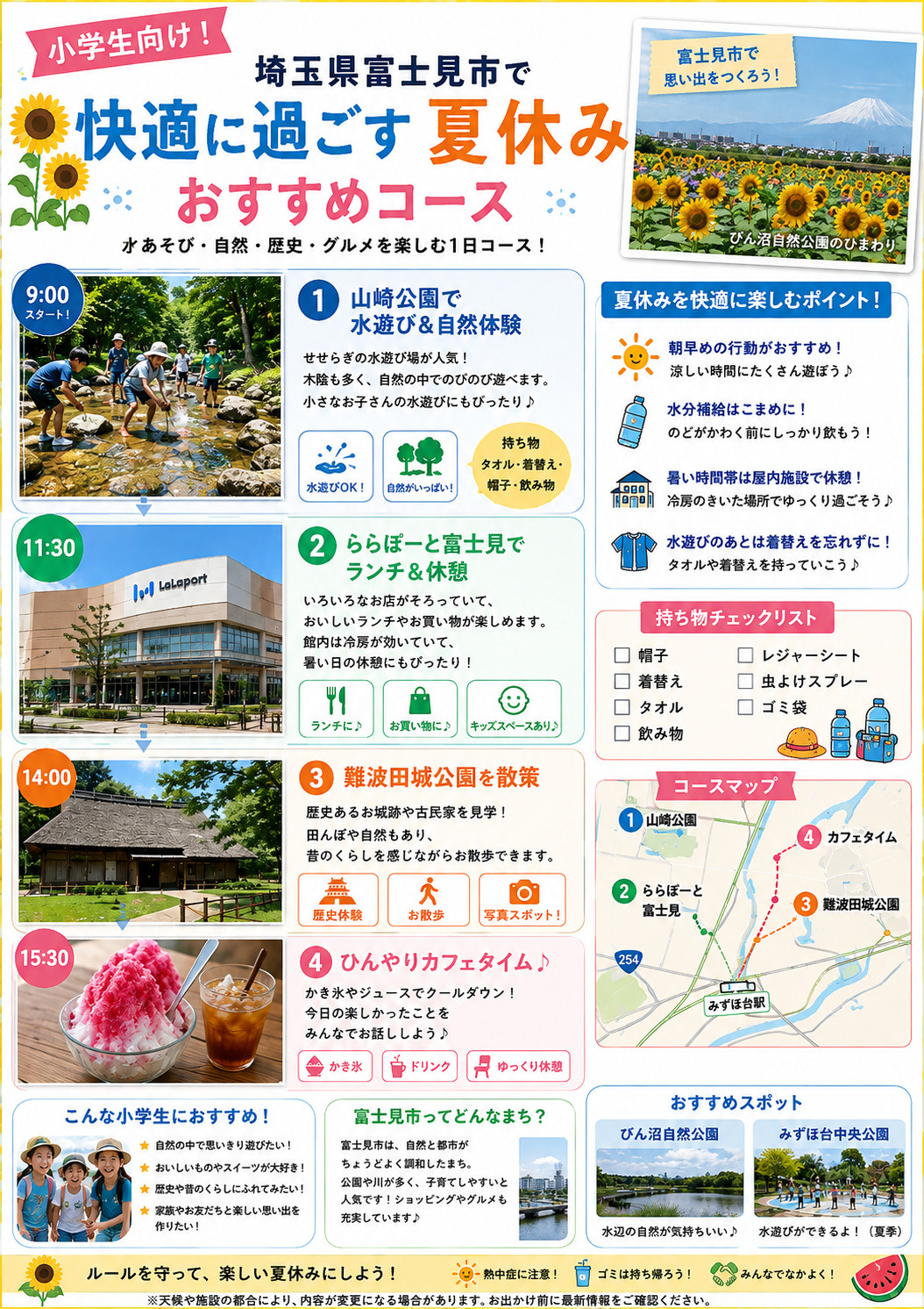 夏休みにおすすめ♪富士見市で過ごす1日快適コースの画像
