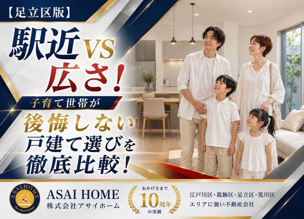 【足立区版】駅近VS広さ！子育て世帯が後悔しない戸建て選びを徹底比較！の画像