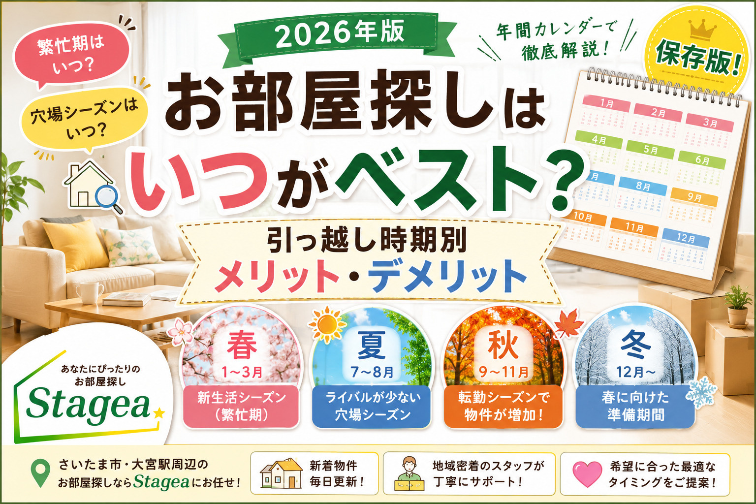 【2026年版】お部屋探しはいつがベスト？引っ越し時期別メリット・デメリットの画像