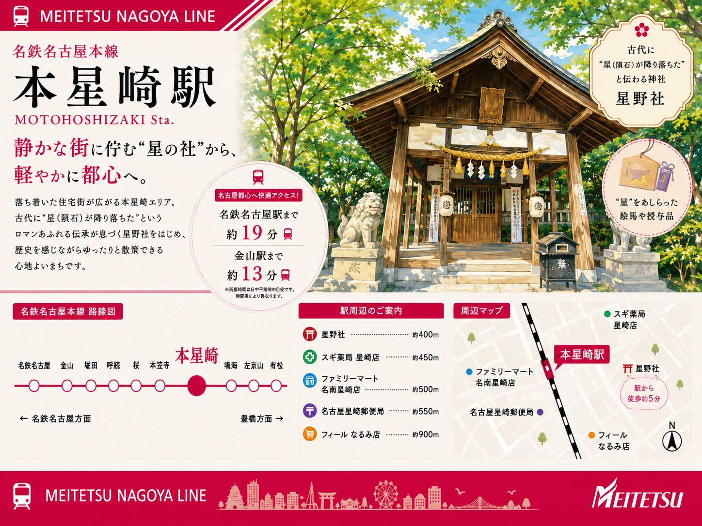 名鉄本線「本星崎」駅 周辺のエリア情報の画像