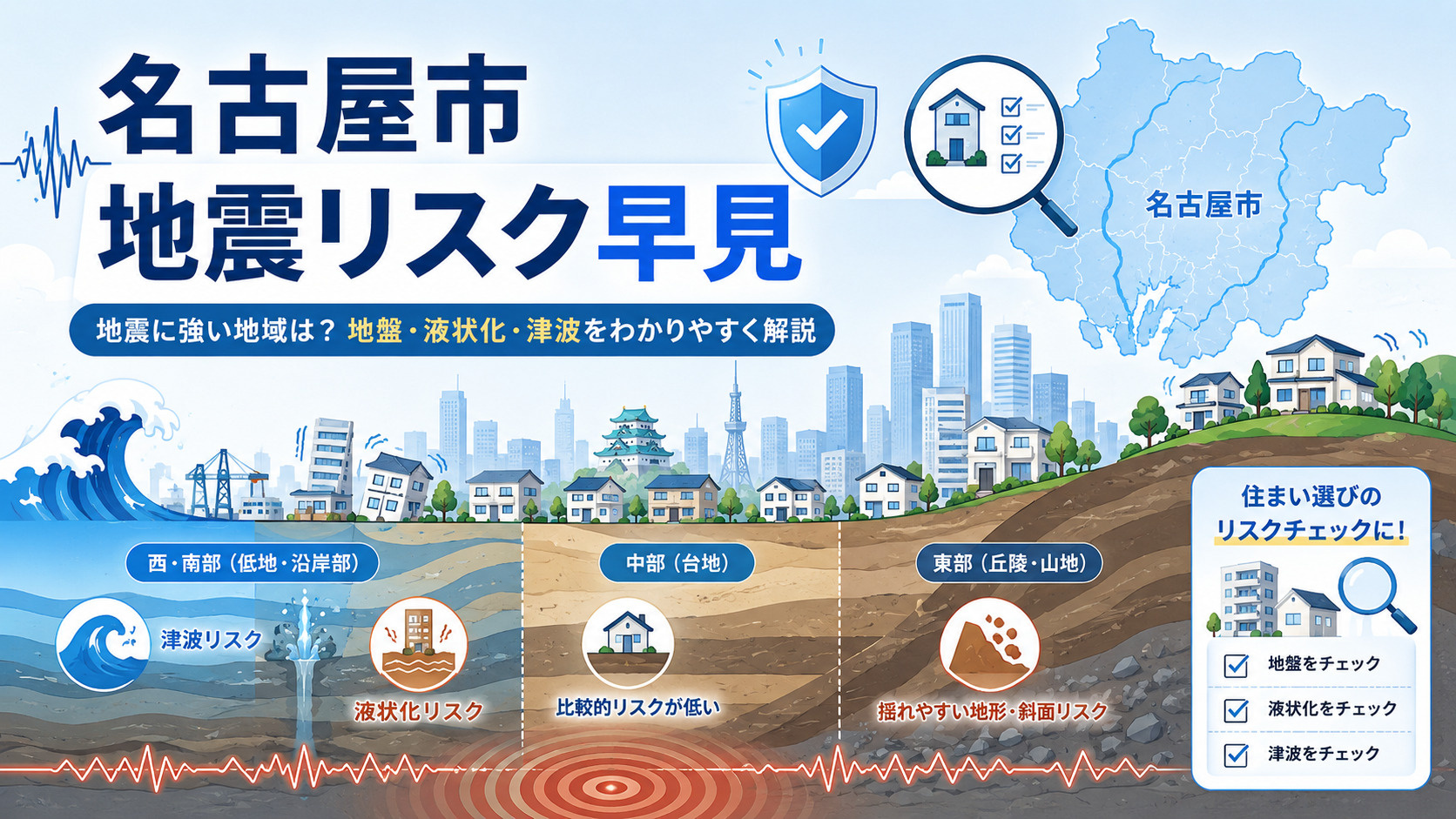 名古屋市16区の地震リスク│予想最大震度と液状化リスクについて解説の画像