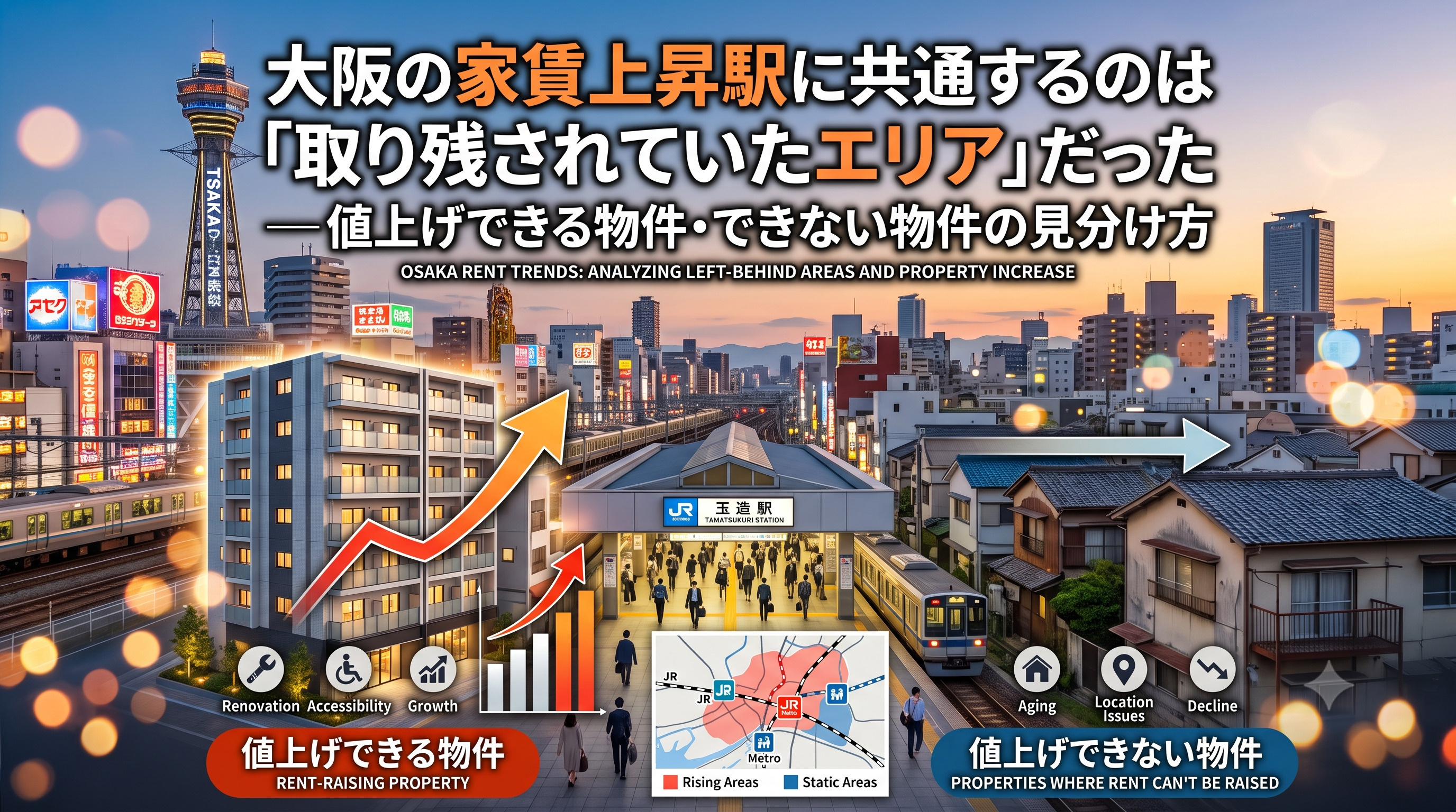 大阪の家賃上昇駅、共通点は「取り残されたエリア」だった|値上げできる物件の見分け方の画像