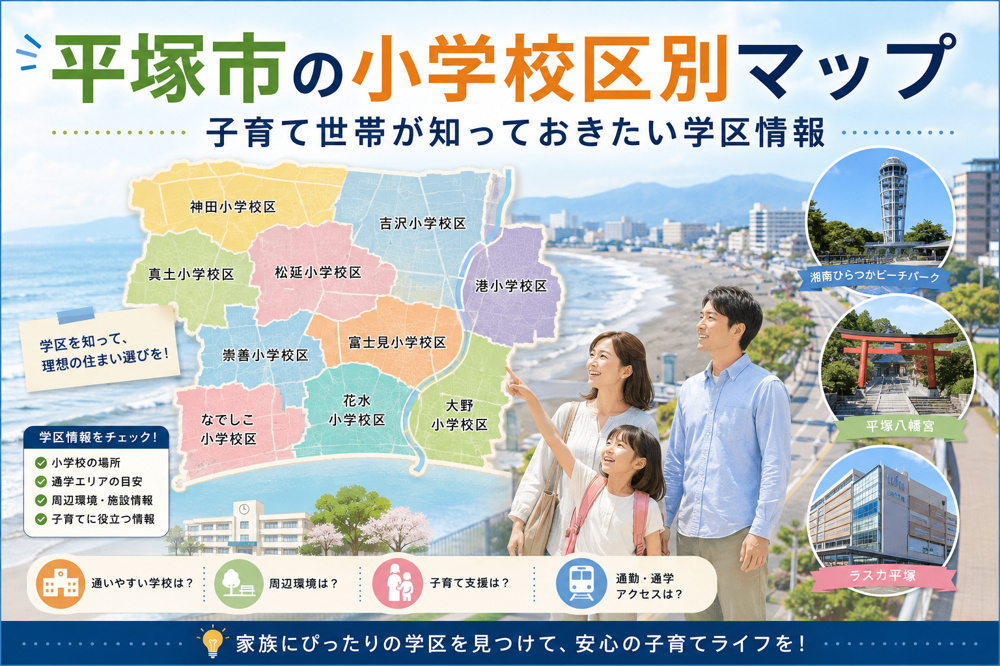 平塚市の小学校区別マップ｜子育て世帯が知っておきたい学区情報の画像