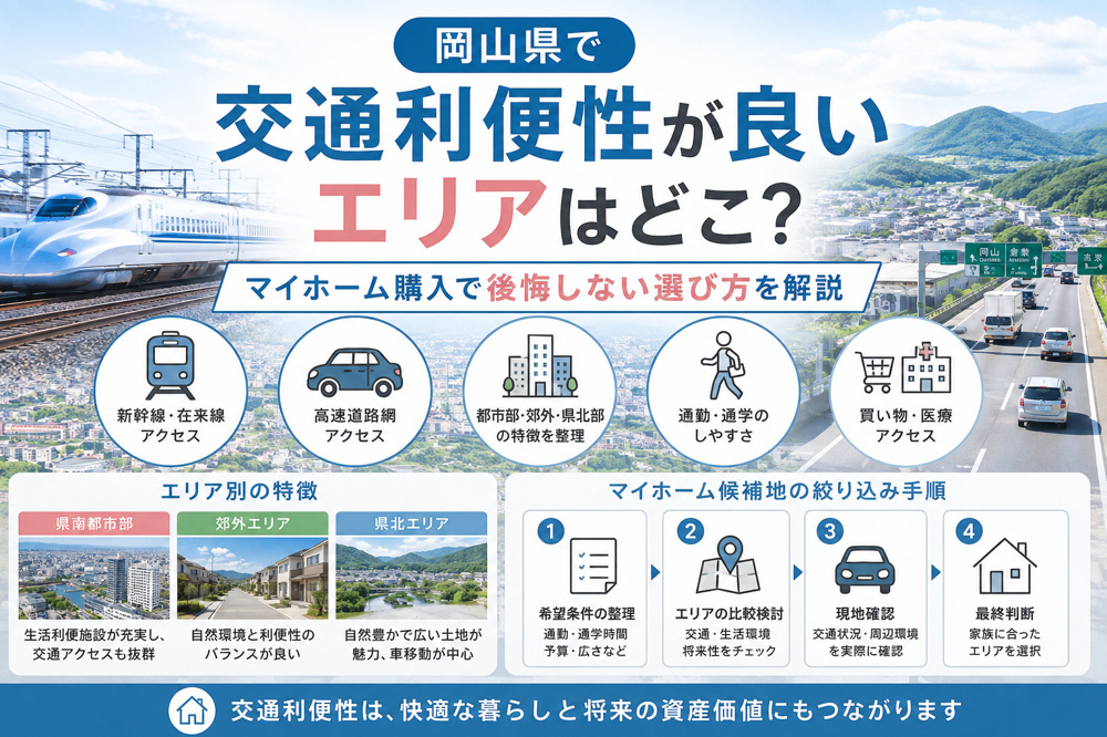 岡山県で交通利便性が良いエリアはどこ？マイホーム購入で後悔しない選び方を解説の画像