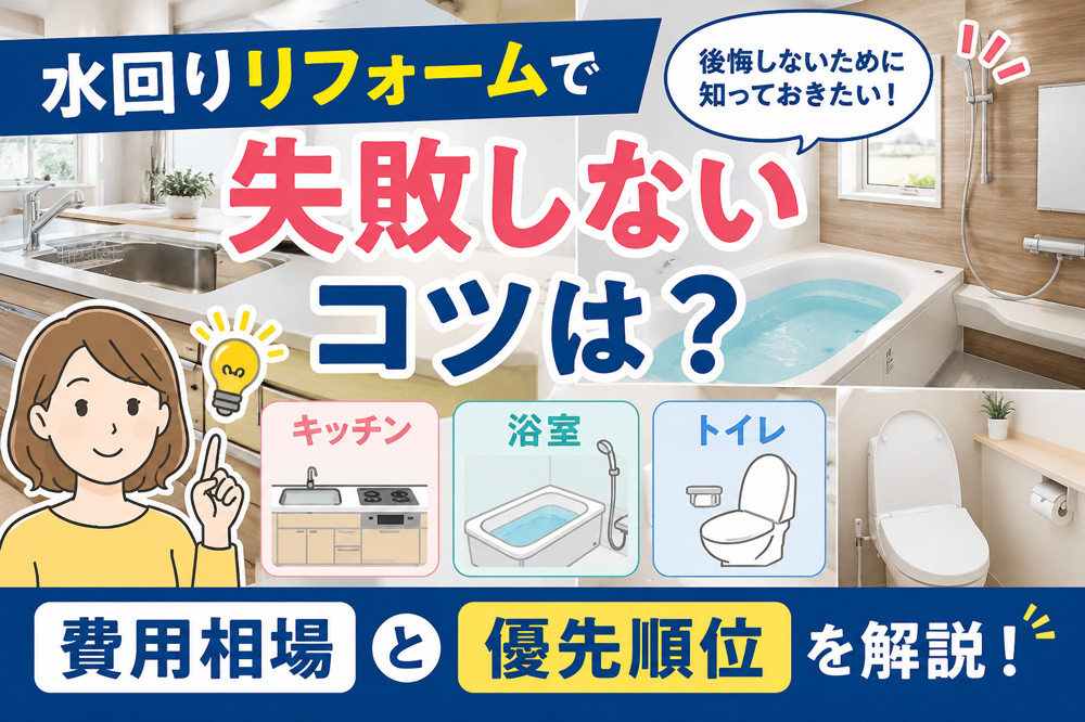 水回りリフォームで失敗しないコツは？キッチン浴室トイレの費用相場と優先順位を解説の画像