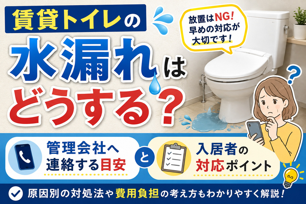 賃貸トイレの水漏れはどうする？管理会社へ連絡する目安と入居者の対応ポイントの画像