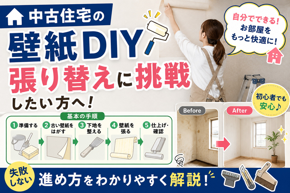 中古住宅の壁紙DIY張り替えに挑戦したい方へ！基本の手順と失敗しない進め方を解説の画像