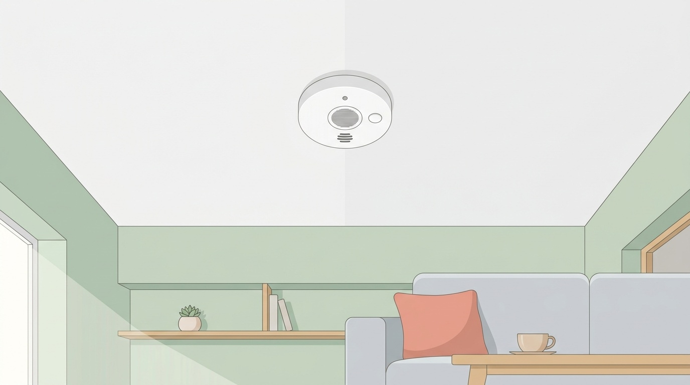 天井の白い丸、動いていますか。賃貸の火災警報器、住む人と管理する側でできることの画像