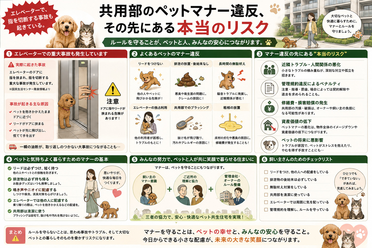 【完全版】エレベーター・共用廊下でのペットマナー違反トラブル。重大事故のリスクと正しいルールを徹底解説の画像