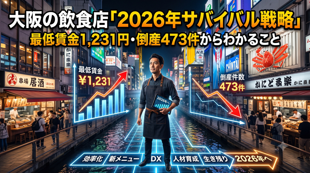 大阪の飲食店「2026年サバイバル戦略」最低賃金1,231円・倒産473件からわかることの画像