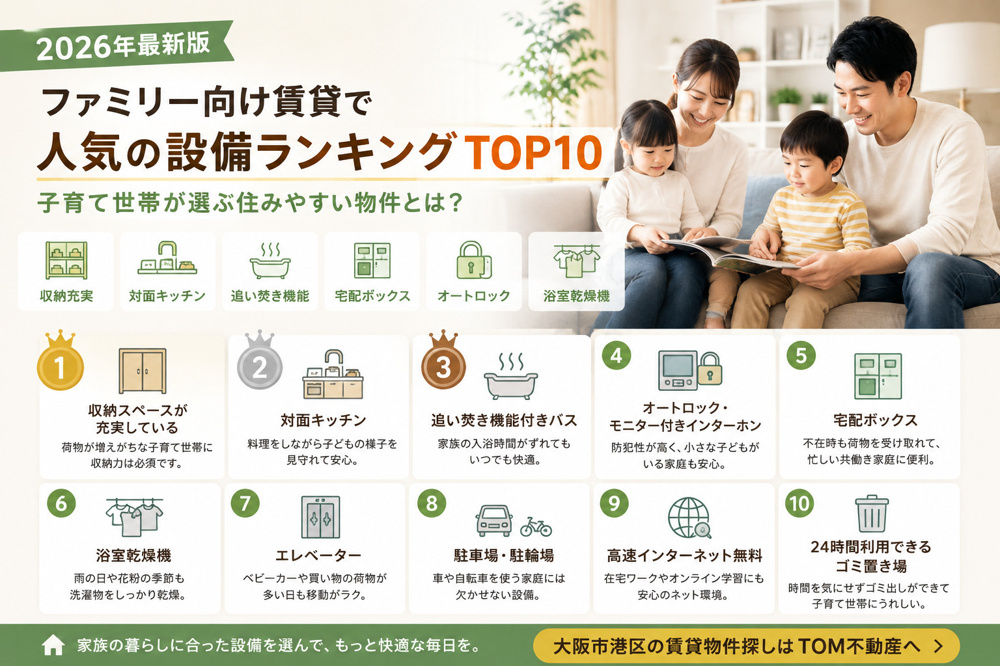 【2026年最新版】ファミリー向け賃貸で人気の設備ランキングTOP10｜子育て世帯が選ぶ住みやすい物件とは？の画像