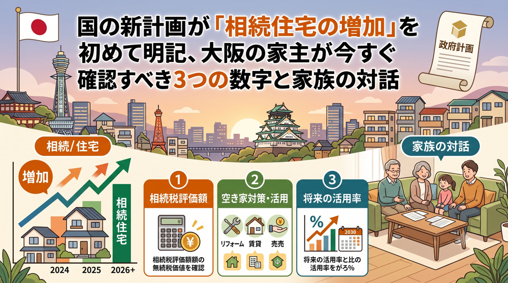 国の新計画が「相続住宅の増加」を初めて明記、大阪の家主が今すぐ確認すべき3つの数字と家族の対話の画像