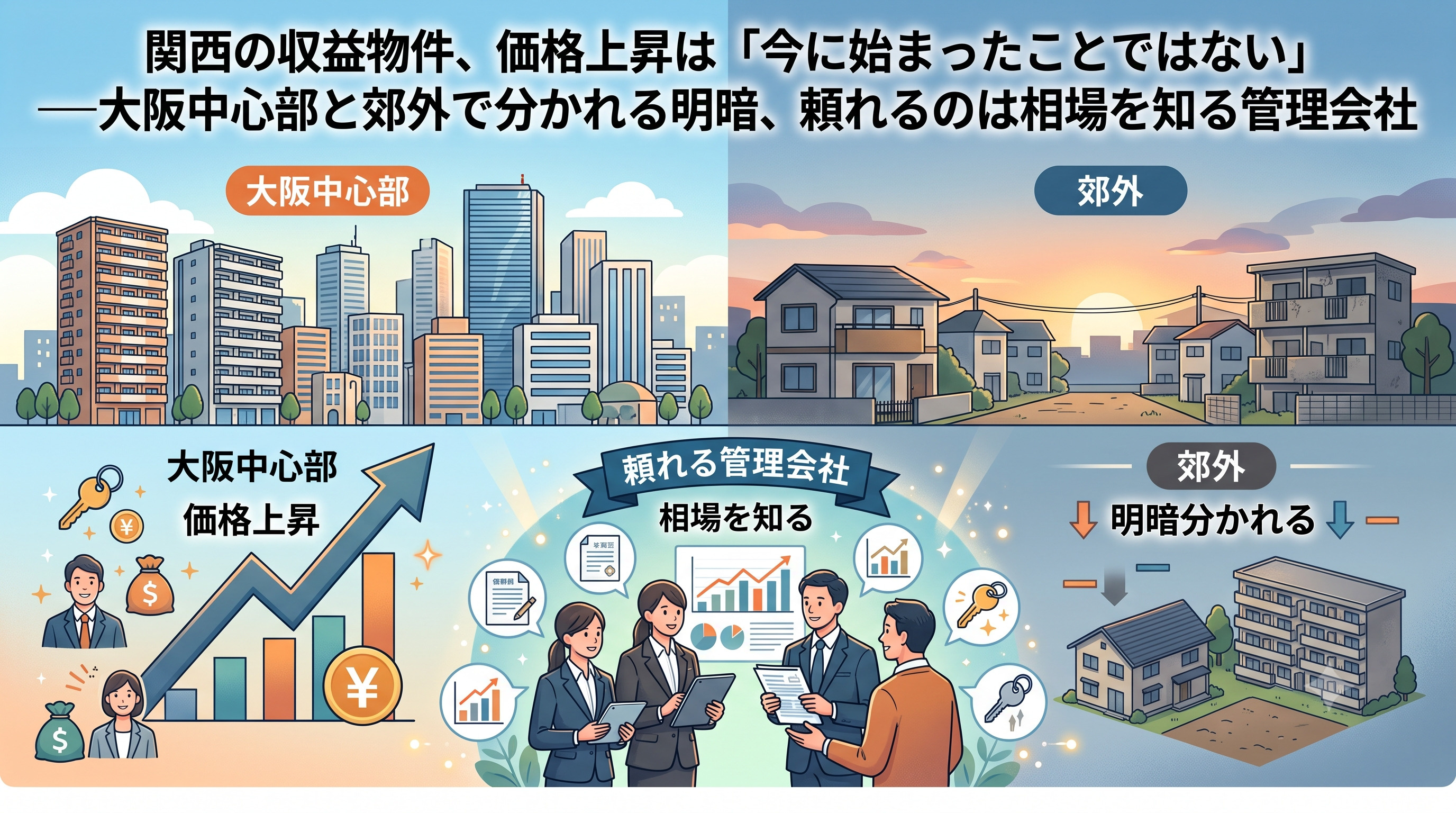 関西の収益物件、価格上昇は「今に始まったことではない」――大阪中心部と郊外で分かれる明暗、頼れるのは相場を知る管理会社の画像