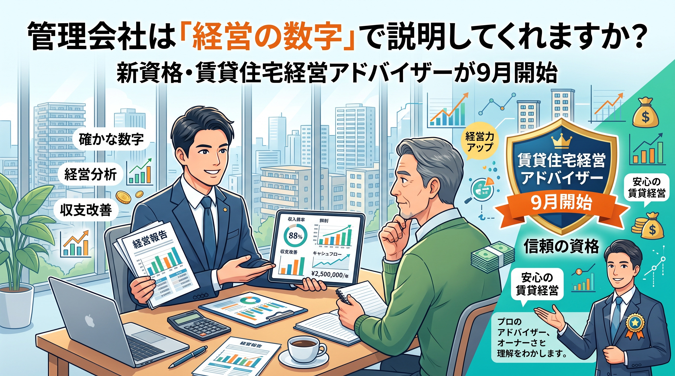 管理会社は「経営の数字」で説明してくれますか？新資格・賃貸住宅経営アドバイザーが9月開始の画像