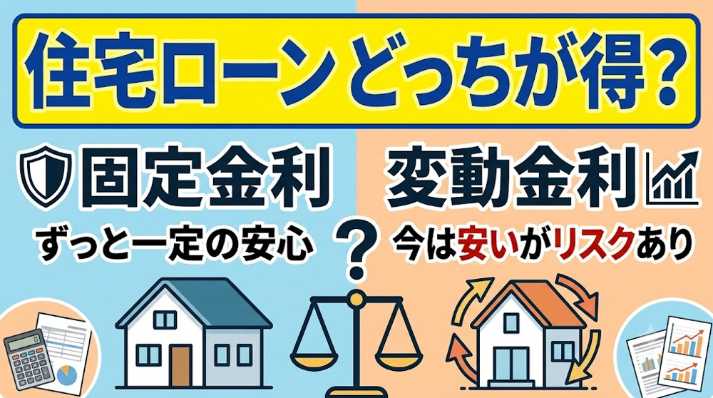 住宅ローンの固定金利と変動金利どっちが得？比較で総返済額の差と選び方を解説の画像