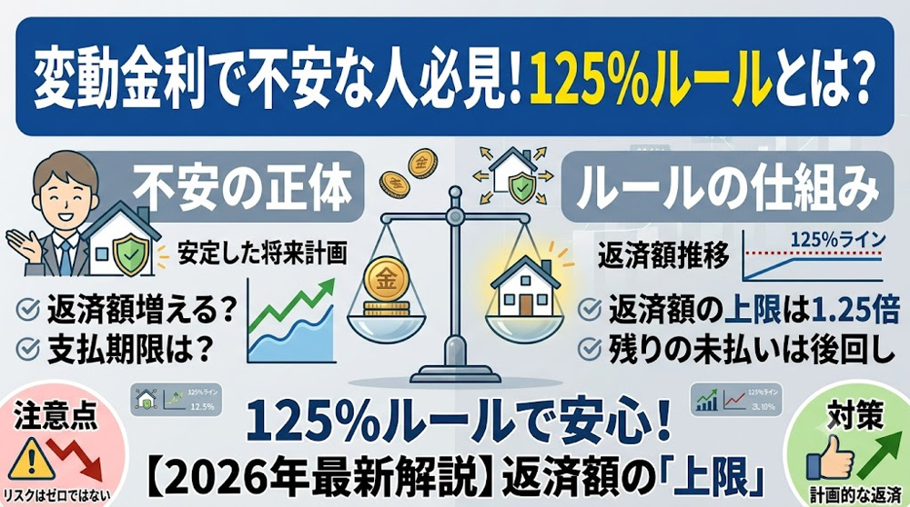 変動金利で不安な人必見 125％ルールとは？返済額がどう変わるか仕組みを解説の画像